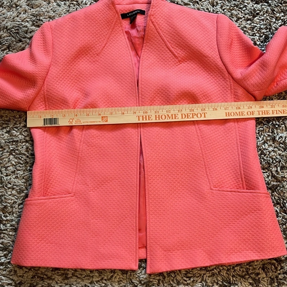 LOUBEN pink /salmon textured,open front jacket, blazer size 6 - Picture 8 of 11